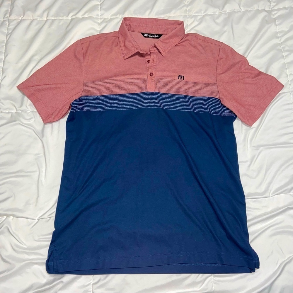 Travis Mathew Red and Blue Polo Shirt